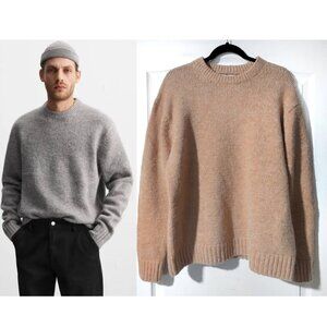 NEW! Zara | Men's Wool-Blend Crew Neck Sweater In Orange